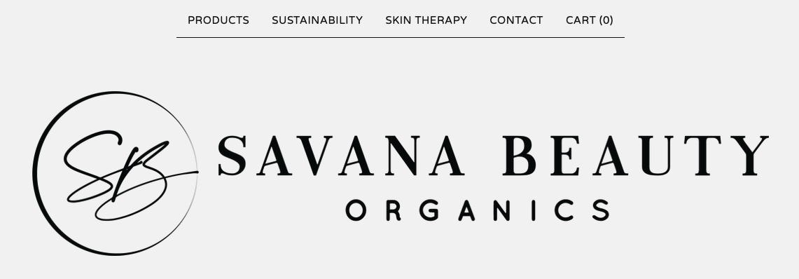 Screenshot of Savana Beauty Organics website